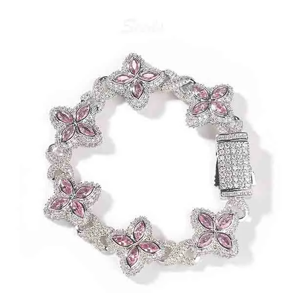 Clover zircon tennis chain bracelet silver