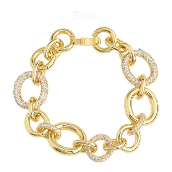 Brass ring chain bracelet gold
