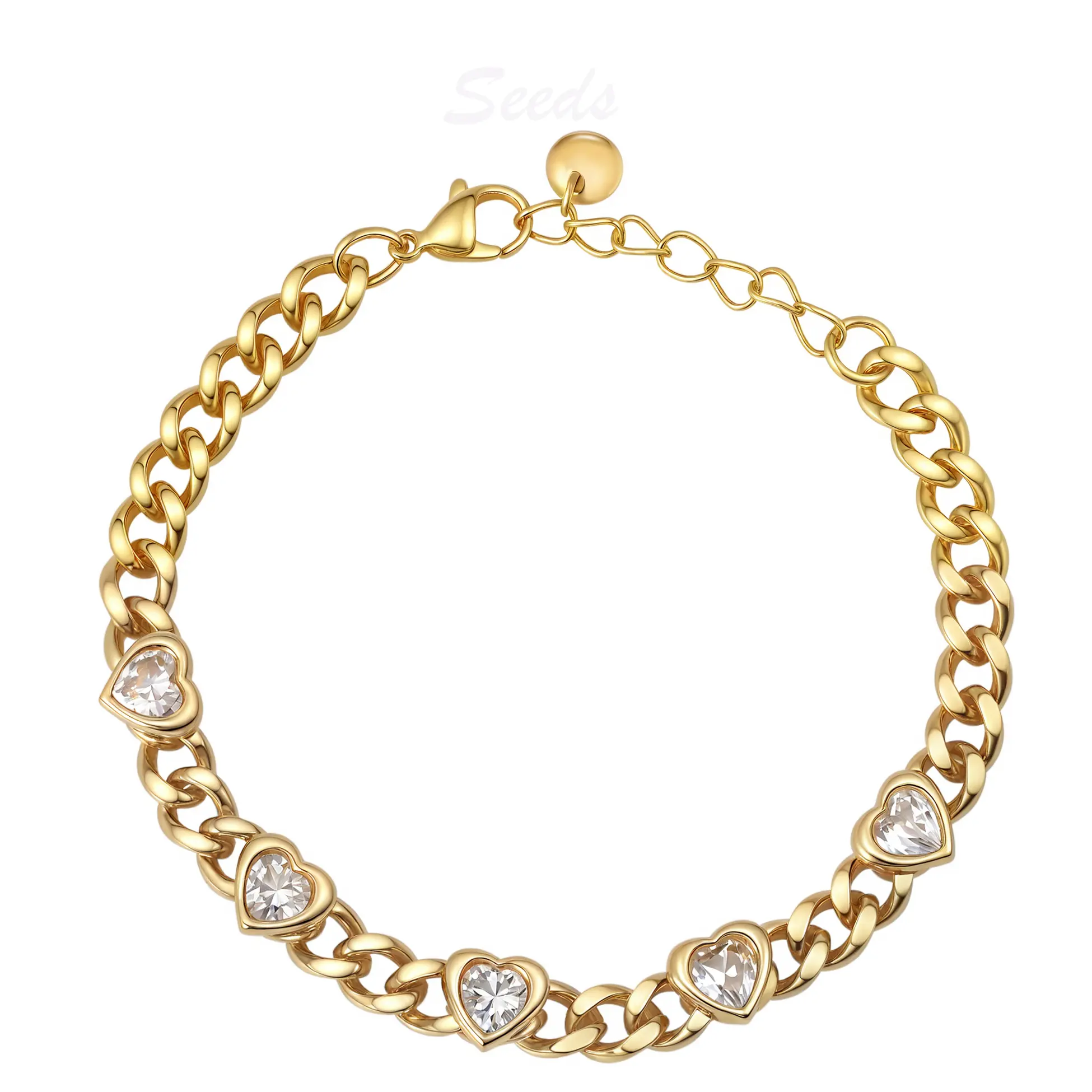 Heart zircon tennis chain bracelet