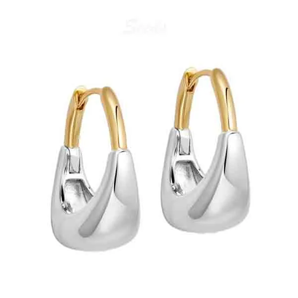 Brass two-tone earring