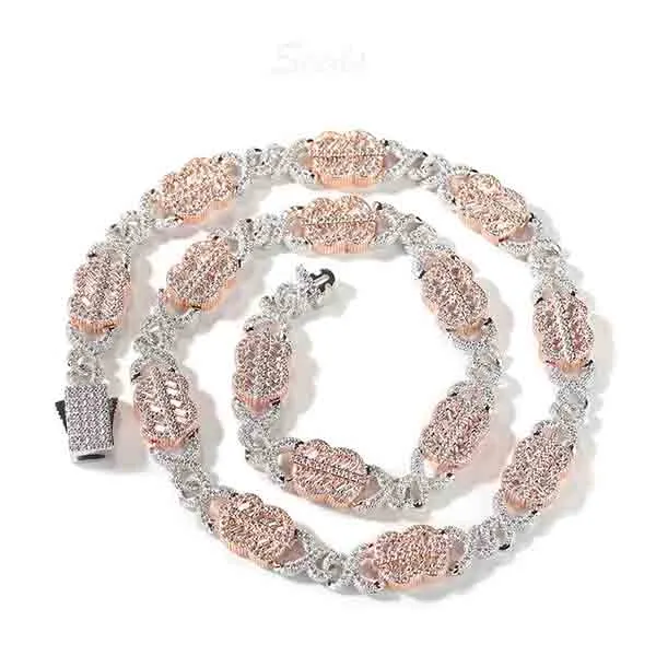 Two-tone zircon brass tennis necklace