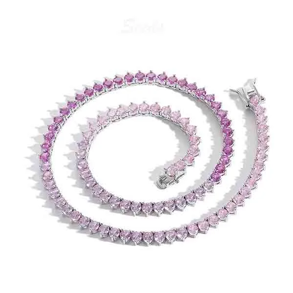 Pinky zircon tennis necklace