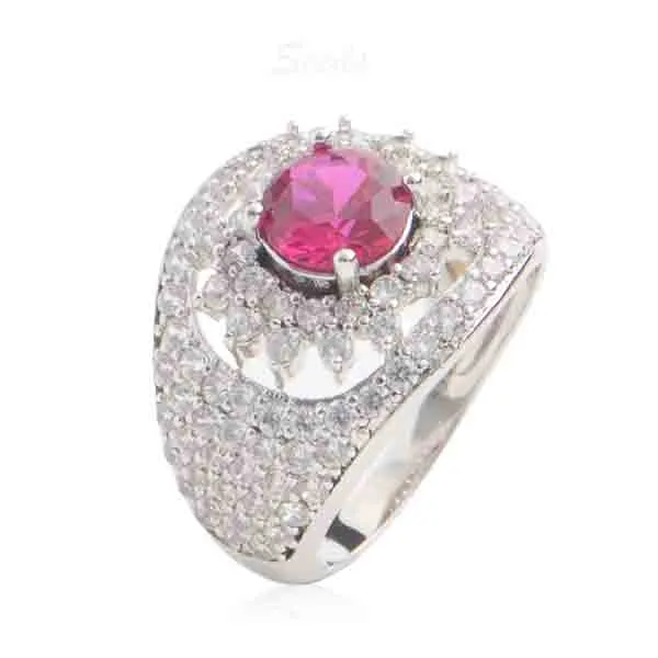 Silver zircon ring