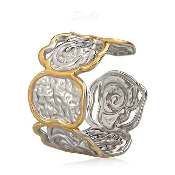Silver two-tone ring