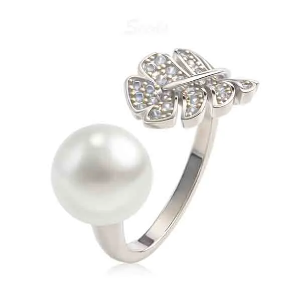 custom Silver pearl ring